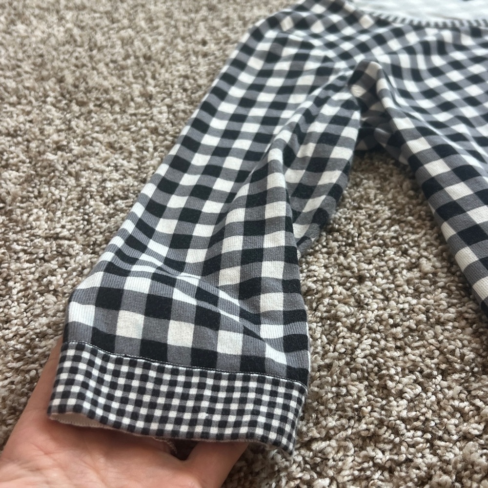 Talbots Charming Black and White Gingham 3/4 Sleeve Cardigan Sweater Size X = 12 - Picture 4 of 10